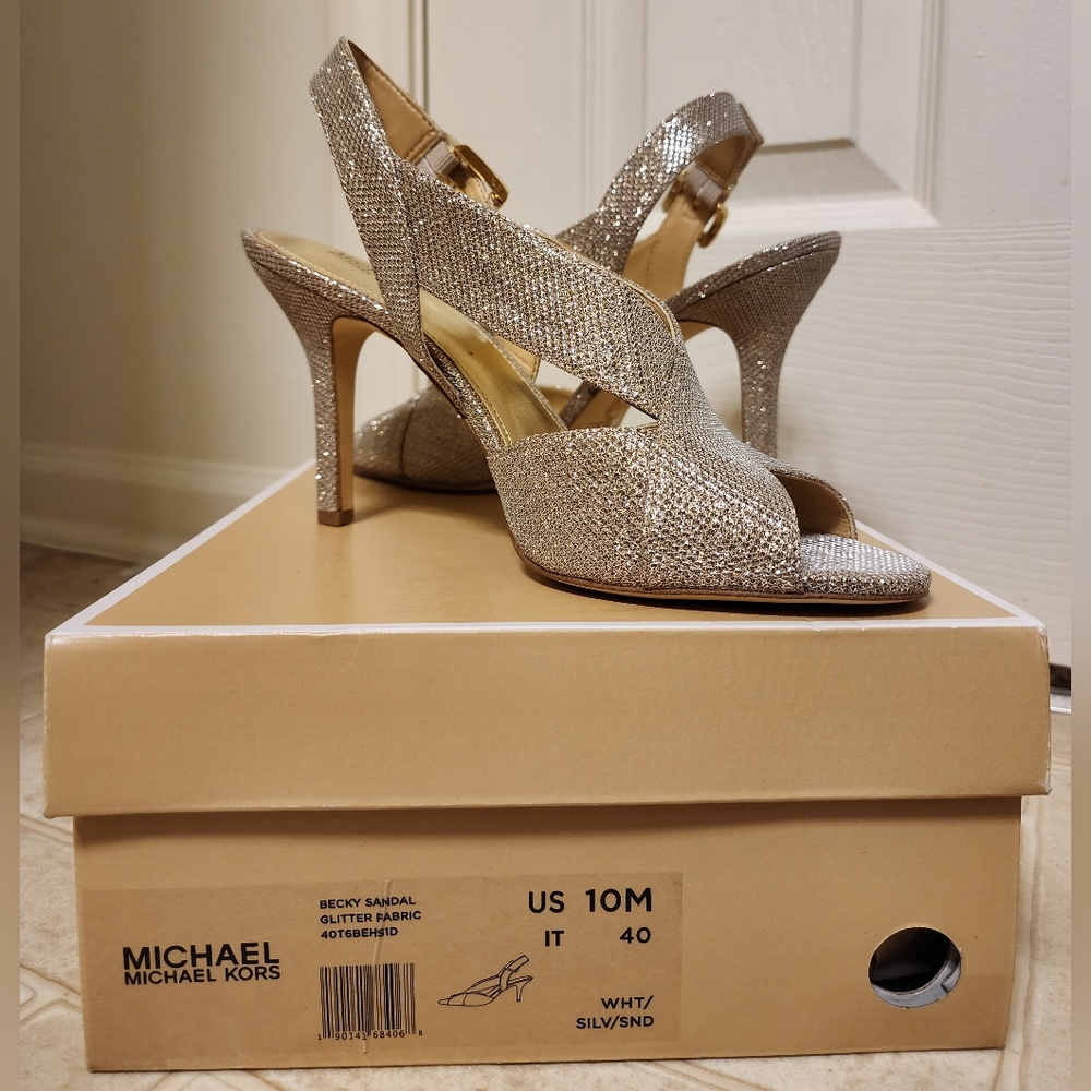 Michael Kors Becky Sandal Gold Sparkly Heels